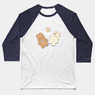 Cute Kawaii Gingerbread Bunny | Blue Baseball T-Shirt